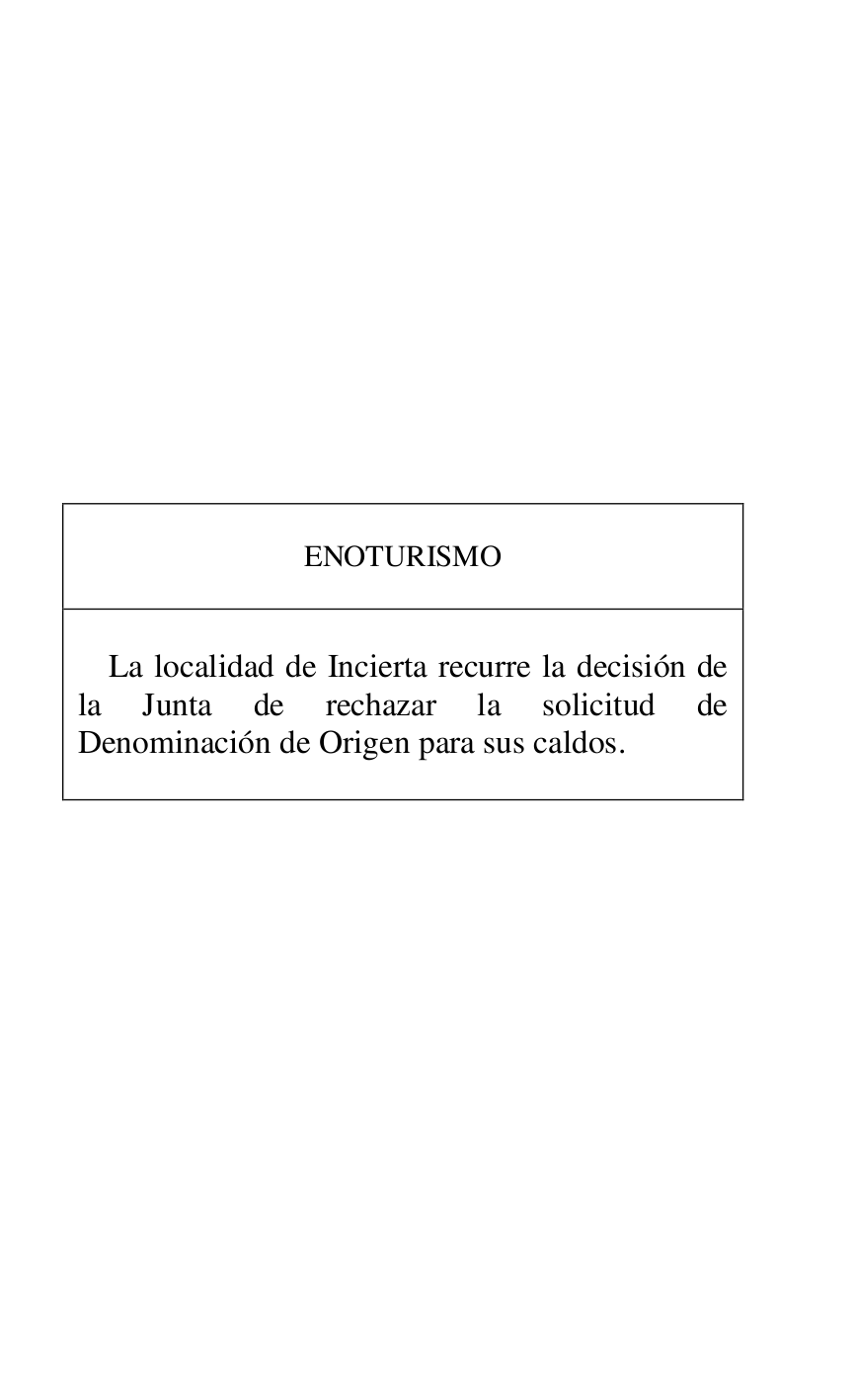 
 

 

 

 

 

 

 

 

 

 

 

 

ENOTURISMO 

 

 

La localidad de Incierta recurre la decisión de 
la Junta de rechazar la solicitud de 
Denominación de Origen para sus caldos. 

 



 

 


